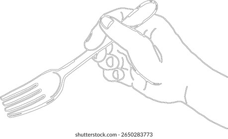 Hand holding a fork. Retro Y2K pixel 8bit style. Vector illustration.