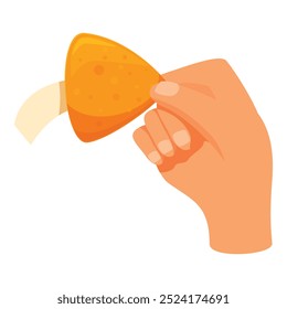 La mano está sosteniendo una galleta de la fortuna, abriéndola para leer la predicción en el interior