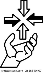 A hand is holding a four pointed arrow
