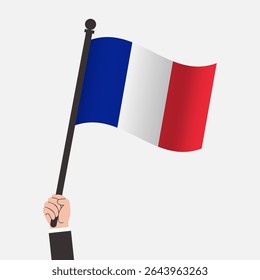 Hand Holding France Waving Flag