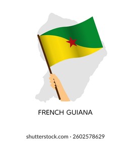 Hand holding French Guiana country flag