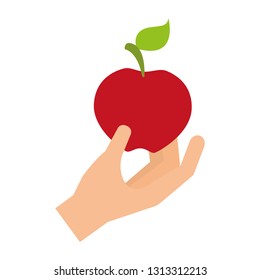 hand holding fresh apple