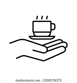 Hand holding a fresh cup of coffee or tea hot. Cup coffee espresso isolated on white background. Vector illustration