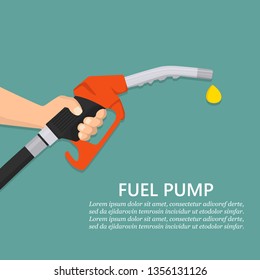 Hand holding fuel pump in a flat design