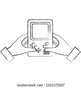 hand holding game console portable device vintage
