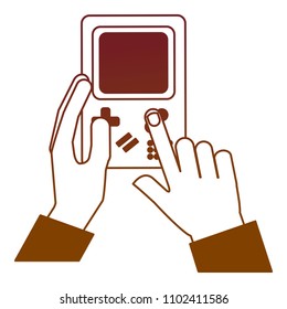 hand holding game console portable device vintage