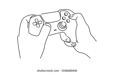 Hand holding game controller vector illustration