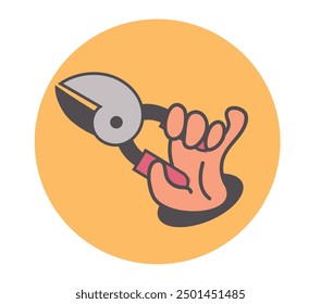 Hand holding garden tool isolated concept. Vector flat graphic design element illustration