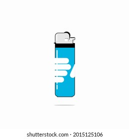 hand holding gas lighter vector design