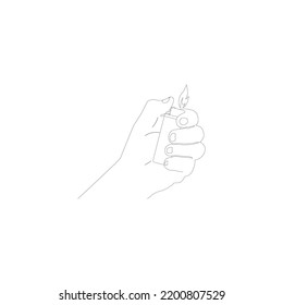 hand holding gas lighter vector illustration design