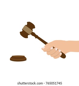 Hand holding a gavel, vector illustration design. Hands collection.