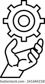 A hand holding a gear with a background