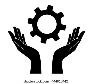 hand holding gear , engineer symbol