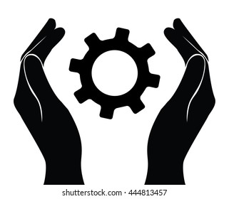 hand holding gear , engineer symbol