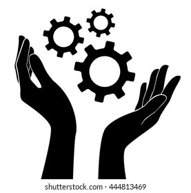 hand holding gear , engineer symbol