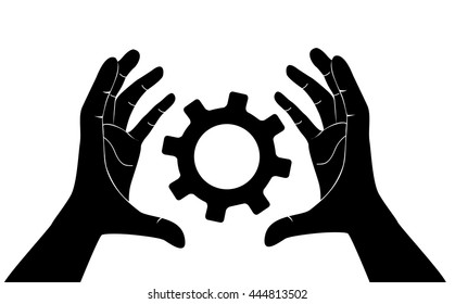 hand holding gear , engineer symbol