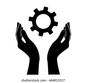 hand holding gear , engineer symbol