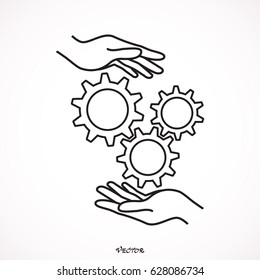 hand holding gear , engineer symbol