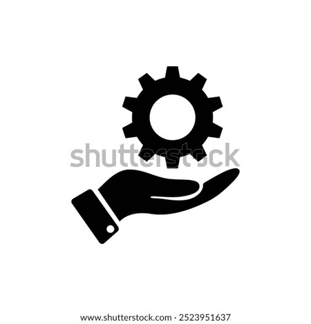 Hand holding gear flat vector icon design