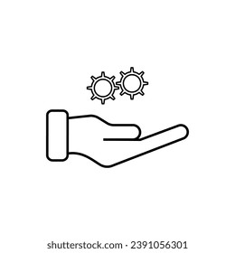 hand holding gear like optimize system icon.