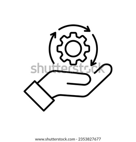 hand holding gear like optimize system icon.