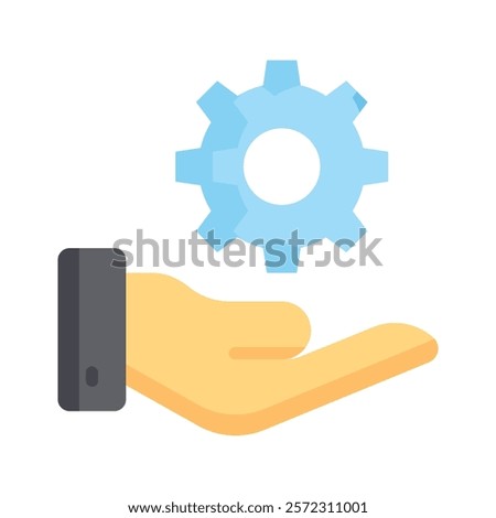 Hand holding a gear, symbolizing technical assistance