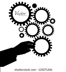 Hand Holding Gear Vector EPS 8 Grouped for easy editing no open shapes or paths.