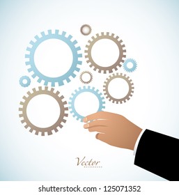 Hand Holding Gear Vector EPS 8 Grouped for easy editing no open shapes or paths.