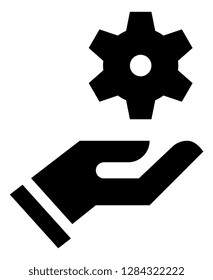Hand Holding Gear Vector Icon
