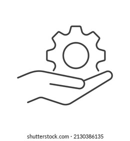 Icono del vector del engranaje de retención manual en el significado de Configuración manual