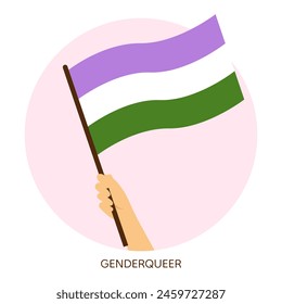 Hand holding genderqueer pride flag