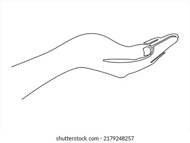 Hand holding gesture. Single continuous line hand gesture graphic icon.