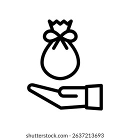 Hand Holding Gift Bag Icon Representing Charity or Generosity
