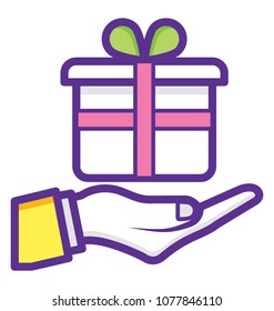 
Hand holding a gift box showing gift delivery service
