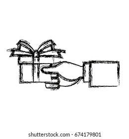 hand holding gift box wrap ribbon decoration