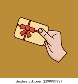 Ilustración vectorial de la tarjeta regalo de mano para usar el día de la tarjeta regalo el 21 de enero