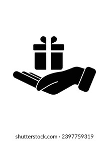 hand holding gift icon, vector best flat icon.