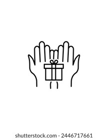 hand holding gift icon, vector best line icon.