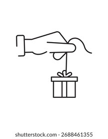 Icono de regalo de mano, el mejor ícono de línea de Vector.