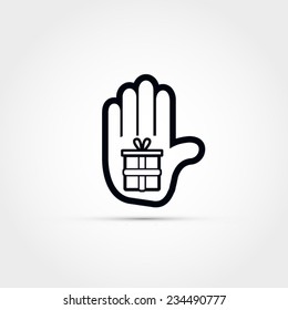 Hand holding a gift vector illustration