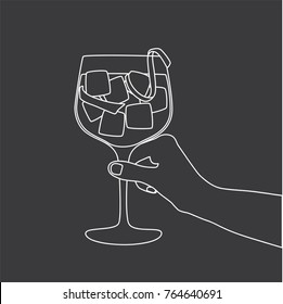 Hand holding a gin glass, vector illustration design. Hands collection.