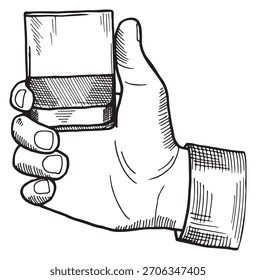 A hand holding a glass