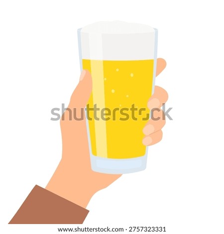 hand holding a glass of beer with foam