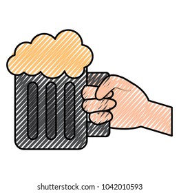 hand holding glass beer foamy drink