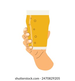 hand holding glass of beer- vector illustration