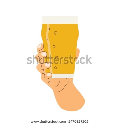 hand holding glass of beer- vector illustration