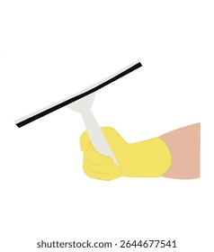 hand holding glass cleaner. Hand in glove holding a squeegee vector isolated. Cleaning service,