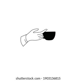 Hand holding glass cup vector illustration