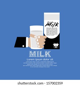 Hand Holding A Glass Of Milk Vector Illustration EPS10