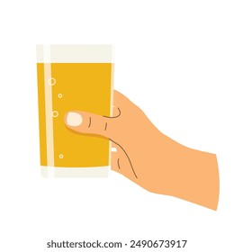 hand holding glass of orange juice- vector illustration
